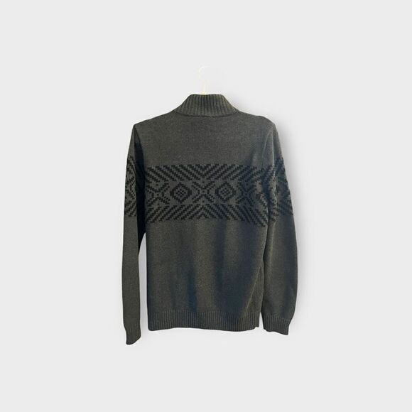 Express Men’s Medium Grey Pullover Full Zip Sweater Jacket Faux Fur Collar - Picture 5 of 5